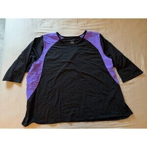 JunoActive AquaSport 3/4 Sleeve Rash Guard Purple Black Plus Size 6X